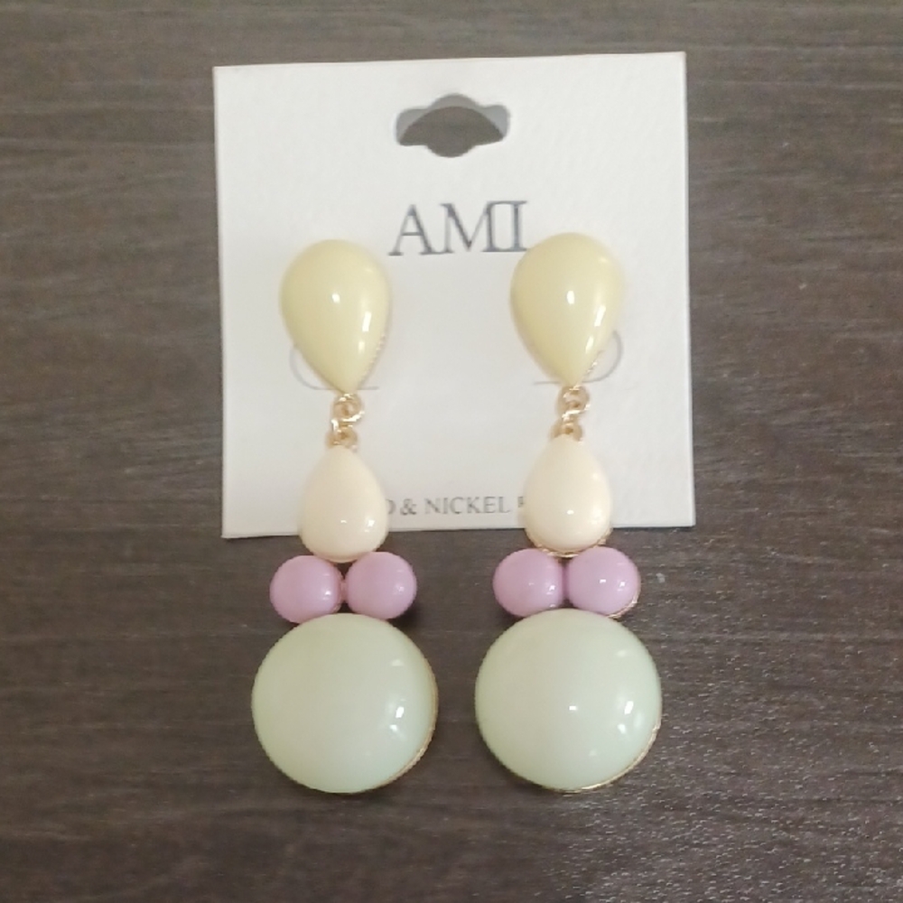 Ami Cream and Mint Drop Earrings